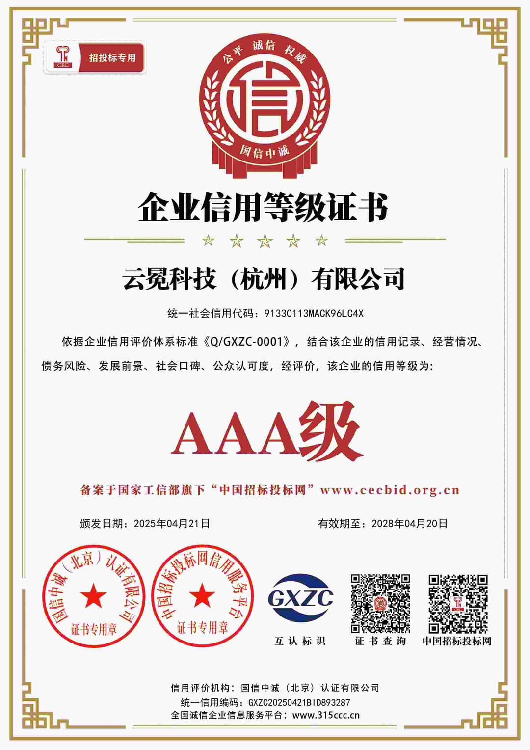 企业信用等级